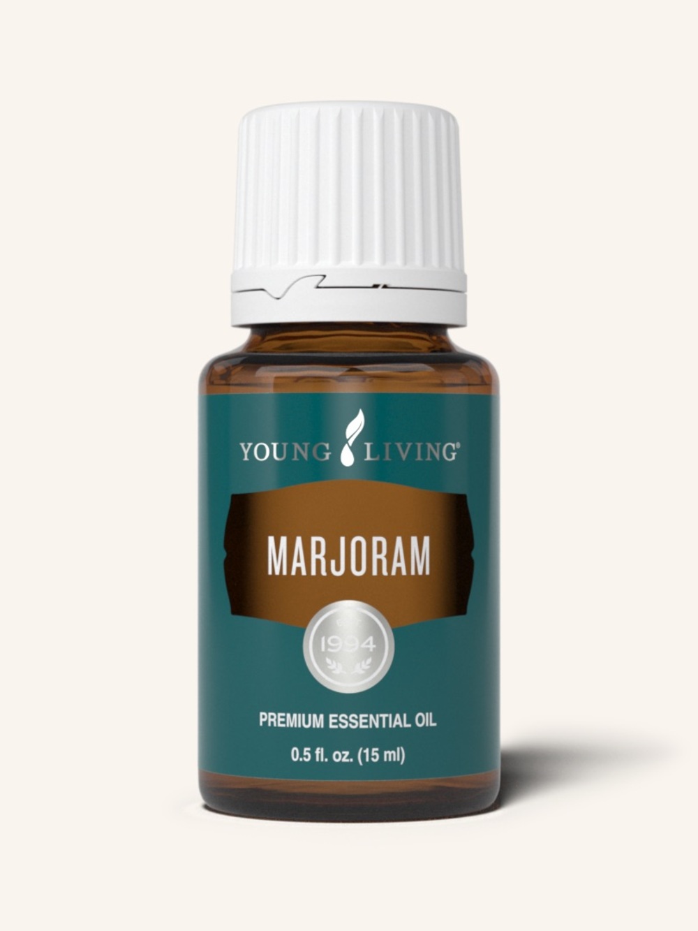 Young Living Marjoram Essential Oil — Teal Label, Brown Bottle, White Cap